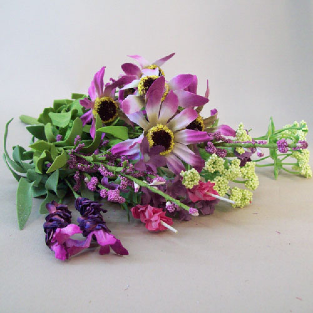 Artificial Meadow Flower Bouquet Magenta Pink 53cm Artificial Flowers